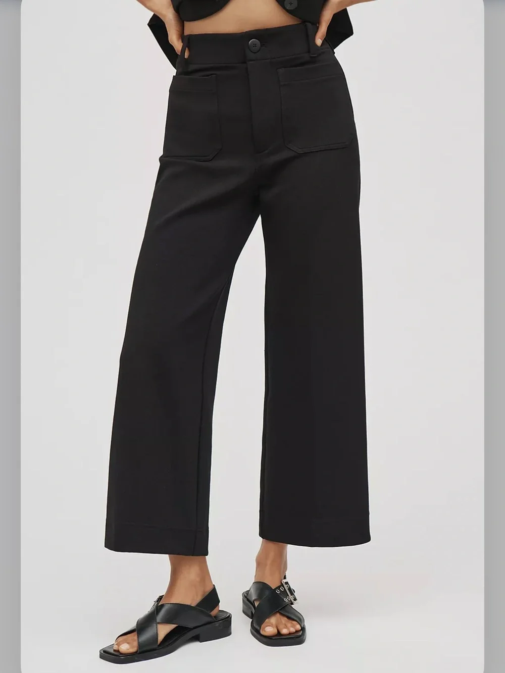 NWOT Maeve Knit Black Wide-Leg High-Rise Colette Pants